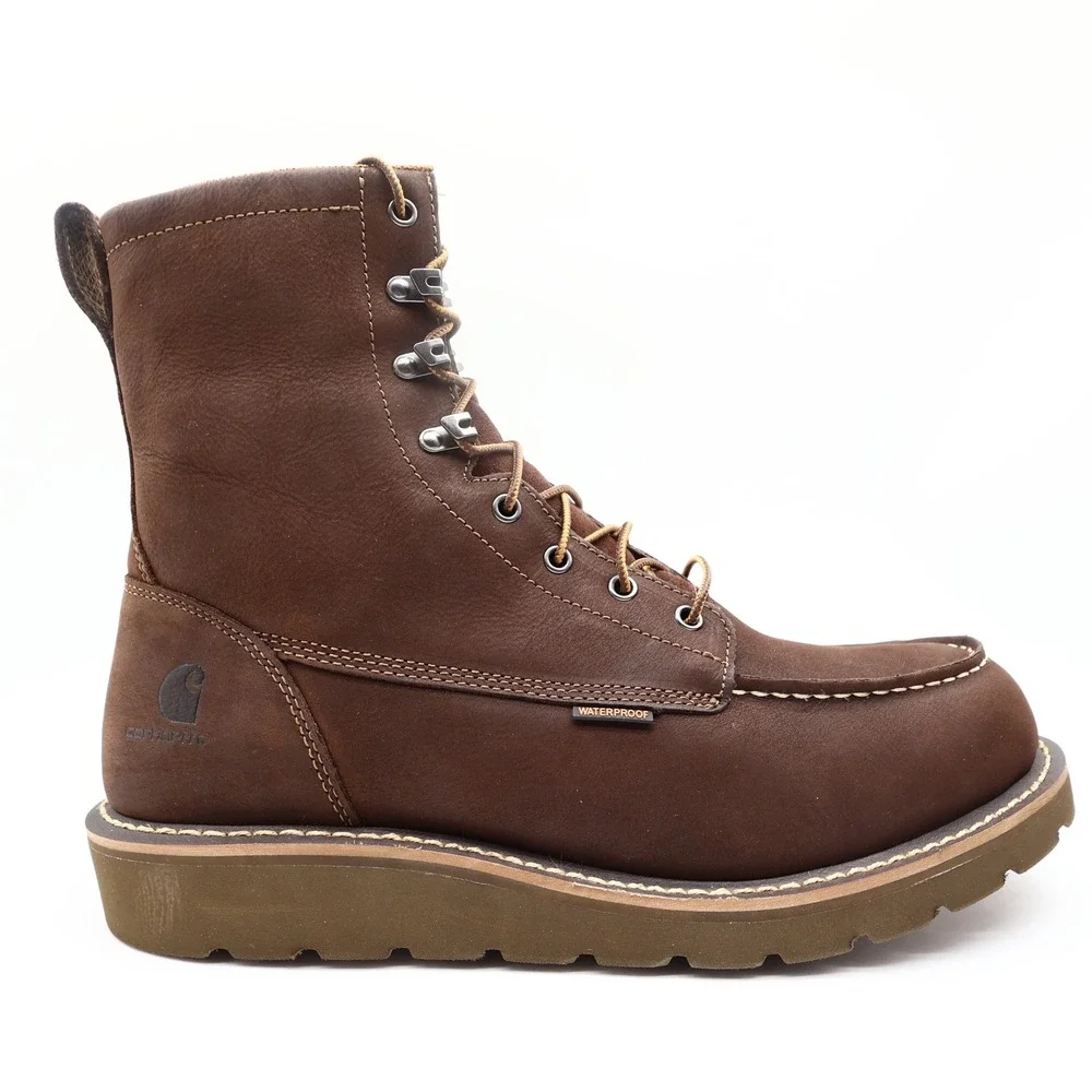 Carhartt 8-Inch Wedge Boot Mens 13 Brown Leather Soft Toe Waterproof New FW8093